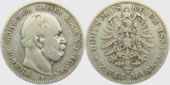 Preussen - J 96 - 1883 A - Wilhelm I. (1861 - 1888) - 2 Mark - f.ss