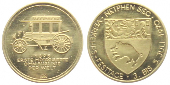 Netphen - 1970 - 1. Motorisierte Buslinie der Welt 1895 - Bus - Auto - Wappen