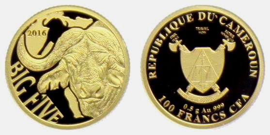 Kamerun - 2016 - Büffel - aus der Serie The Big Five - 100 Francs - PP