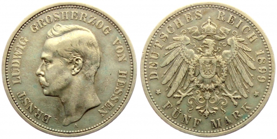 Hessen - J 73 - 1899 A - Ernst Ludwig (1892 - 1918) - 5 Mark - ss+