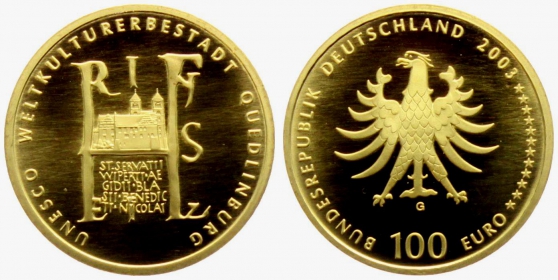 Deutschland - 2003 G - UNESCO-Weltkulturerbe - Quedlinburg - 100 Euro - 1/2 Unze - st