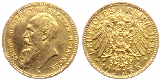 Sachsen-Meiningen - J 278 - 1898 D - Georg II. (1866 - 1914) - 10 Mark - ss-vz min. RF