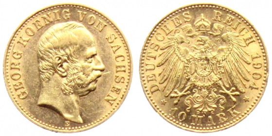 Sachsen - J 265 - 1904 E - Georg (1902 - 1904) - 10 Mark - vz min. RF