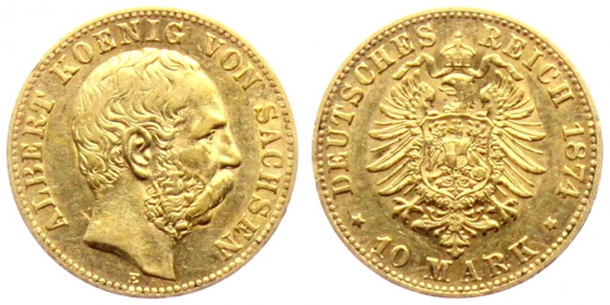 Sachsen - J 261 - 1874 E - Albert (1873 - 1902) - 10 Mark - ss