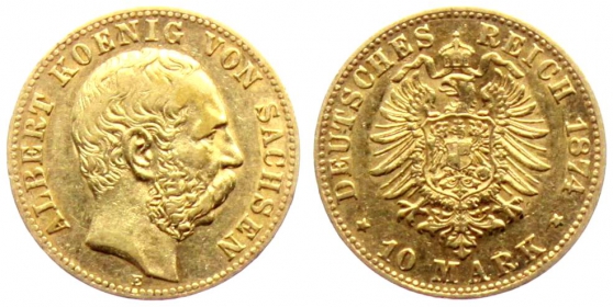 Sachsen - J 261 - 1874 E - Albert (1873 - 1902) - 10 Mark - ss