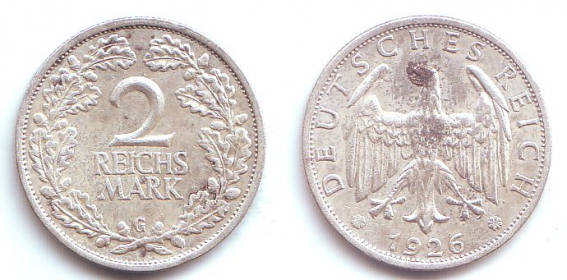 Weimarer Republik - J 320 - 1925 G - 2 Reichsmark - ss-vz
