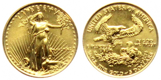 USA - 1990 (in römischer Jahreszahl) - Liberty - 5 Dollars - 1/10 Unze - st