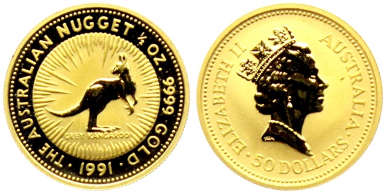 Australien - 1991 - Känguru - 1/2 Unze - 50 Dollars - st