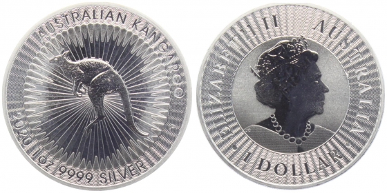 Australien - 2020 - Känguruh - 1 Unze - 1 Dollar - st /BU in Kapsel