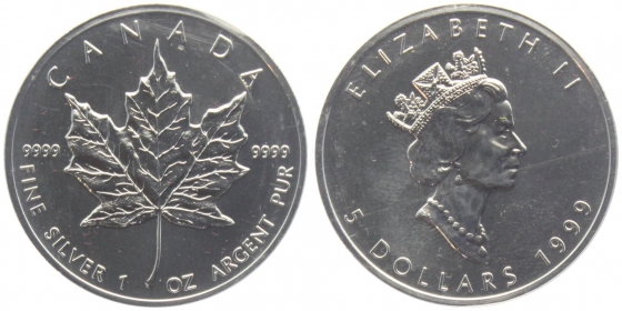 Kanada - 1999 - Maple Leaf - 1 Unze - 5 Dollars - unc