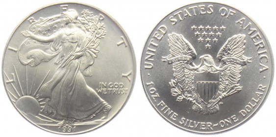 USA - 1991 - Silber Eagle - 1 Dollar - 1 Unze -  unc.