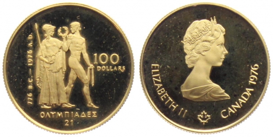 Kanada - 1976 - Olympische Spiele 1976 in Montreal  - 100 Dollars - PP (ohne Perlkreis)