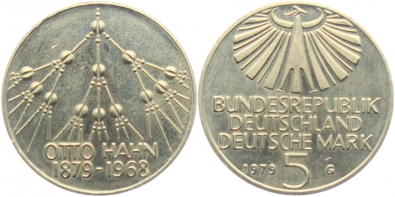 BRD - J 426 - 1979 - Otto Hahn - 5 Mark - bankfrisch