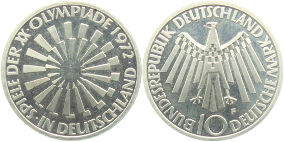 BRD - J 401a - 1972 - 10 Mark - Olympische Spiele 1972 in München - Spirale in Deutschland - 10 Mark - bankfrisch - Prägebuchstabe unserer Wahl