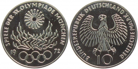 BRD - J 405 - 1972 G - Olympische Spiele 1972 in München - Olympisches Feuer - 10 Mark - PP