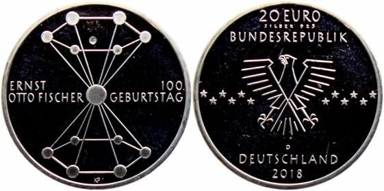 BRD - J 633 - 2018 - 100. Geburtstag von Ernst Otto Fischer - 20 Euro - bankfrisch