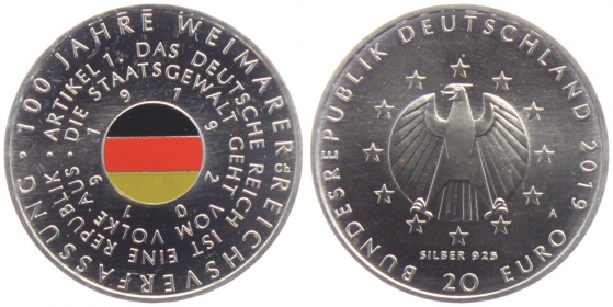 BRD - J 640 - 2019 - 100 Jahrer Weimarer Verfassung - 20 Euro - bankfrisch