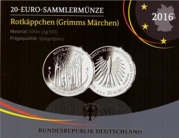 BRD - J 604 - 2016 - Grimms Märchen - Rotkäppchen - 20 Euro - PP im Blister ohne Folie