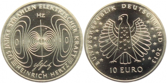 BRD - J 584 - 2013 - 125 Jahre Heinrich Hertz - Strahlen elektrische Kraft - 10 Euro - bankfrisch
