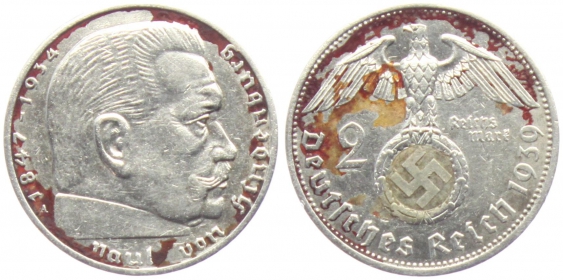 Drittes Reich - J 366 - 1939 A - Hindenburg - 2 Reichsmark - ss