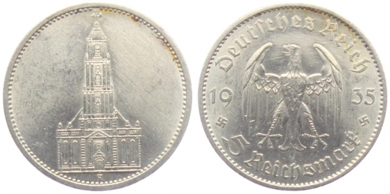 Drittes Reich - J 357 - 1935 A - Garnisonskirche in Potsdam - ohne Datum -  5 Reichsmark - ss-vz