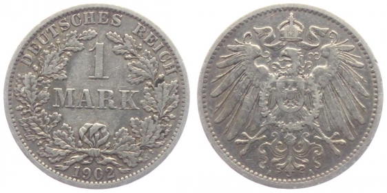 Kaiserreich - J 17 - 1902 A - 1 Mark - großer Adler - ss