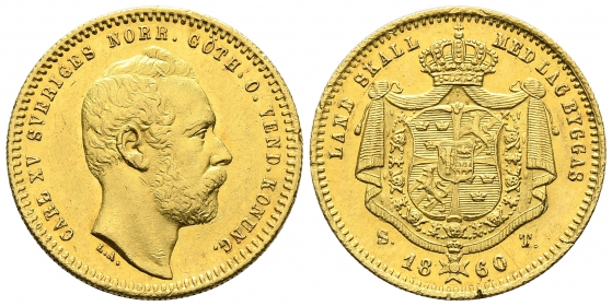 Schweden - 1860 - König Karl XV. (1859 - 1872) - 1 Dukat - vz min. RF