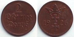 Danzig - D 3 - 1926 - 2 Pfennig - vz-st