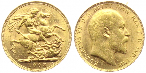 Großbritannien - 1908 - Edward VII. (1901 - 1910) - Sovereign - ss-vz