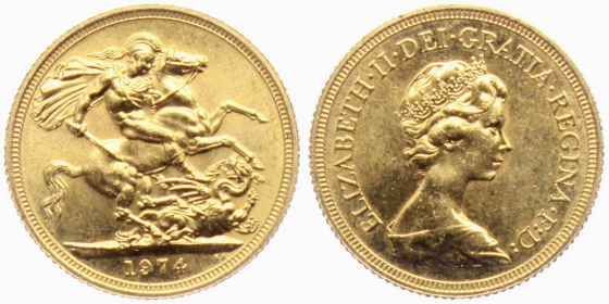 Großbritannien - 1974 - Elisabeth II. (seit 1953) - Sovereign - f.st