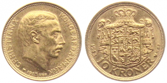 Dänemark - 1913 VBP - König Christian X. (1912-1947) - 10 Kronen - vz-st