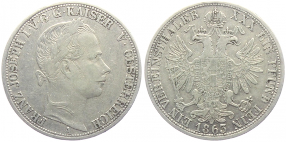 Österreich-Ungarn - 1863 A - Kaiser Franz Joseph I. (1848-1916) - Taler - ss-vz