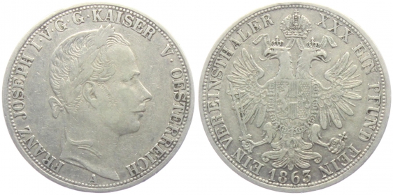 Österreich-Ungarn - 1863 A - Kaiser Franz Joseph I. (1848-1916) - Taler - ss-vz