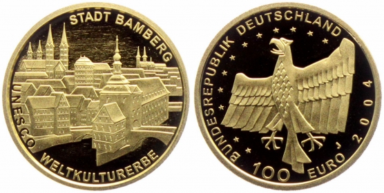 BRD - 2004 J - Bamberg - 100 Euro - 1/2 Unze - st in Box mit Zertifikat
