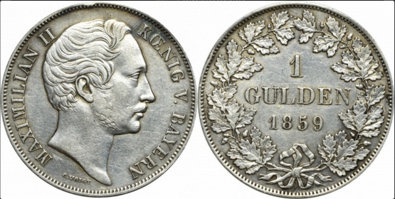 Bayern - 1859 - Maximilian II. Joseph (1745-1777) - 1 Gulden - vz RF