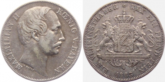 Bayern - 1863 - Maximilian II. (1848-1864) - Vereinstaler - ss+