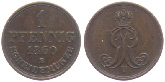 Hannover - 1860 B - Georg V. (1851-1866) - 1 Pfennig - vz