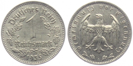 Drittes Reich - J 354 - 1935 A -  1 Reichsmark - vz