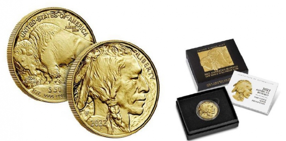 USA - 2022 W - Indian Head & Buffalo - Indianer - 50 Dollars - PP in Box, Zertifikat und Umkarton