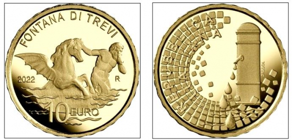 Italien - 2022 - Trevibrunnen in Rom - 10 Euro - PP in Box mit Zertifikat