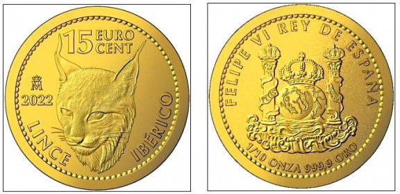 Spanien - 2022 - Iberischer Luchs - 15 Euro Cent - st