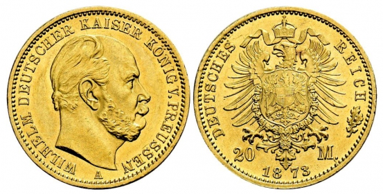 Preussen - J - 243 - 1873 A - Wilhelm I. (1861-1888) - 20 Mark - f.st