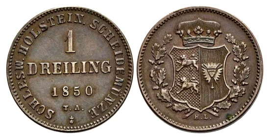 Schleswig-Holstein - 1850 TA-HL - Povisorische Verwaltung - 1 Dreiling - vz-st