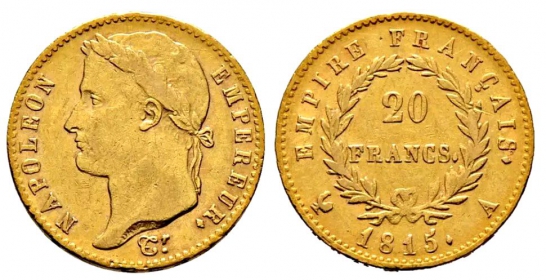 Frankreich - 1815 A - Napoleon I. (1804-1815) - 20 Francs - ss+