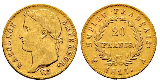 Frankreich - 1815 A - Napoleon I. (1804-1815) - 20 Francs - ss+