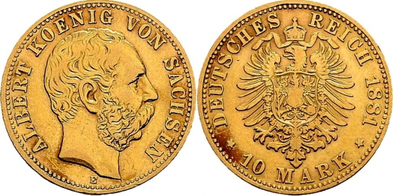 Sachsen - J 261 - 1881 E - Albert (1873 - 1902) - 10 Mark ss