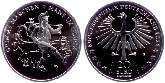 BRD - 2023 F - Hans im Glück - Märchen - Gebrüder Grimm - 20 Euro - bfr.