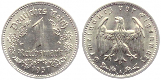Drittes Reich - J 354 - 1937 A - 1 Reichsmark - st