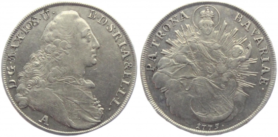 Bayern - 1775 A - Maximilian III. Joseph (1745-1777) - Madonnentaler - ss+