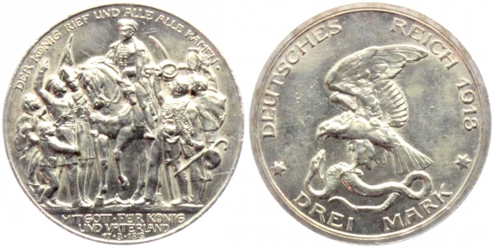 Preussen - J 110 - 1913 - Wilhelm II. (1888-1918) - Der König rief... - 3 Mark - f.st